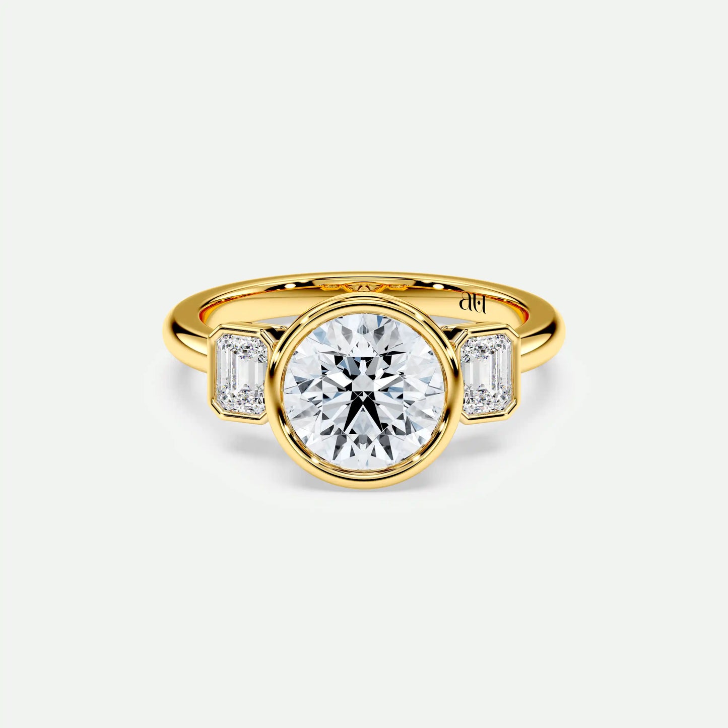 Round - Silver (Yellow Gold)
